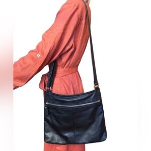 Margot Allie Cloud 100% Supple Soft Leather Adjustable Crossbody Silver Zipper